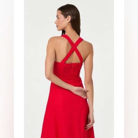 ASTR The Label Women's Red Cross Back Sleeveless Midi Dress XS B3032 - Picture 4 of 8